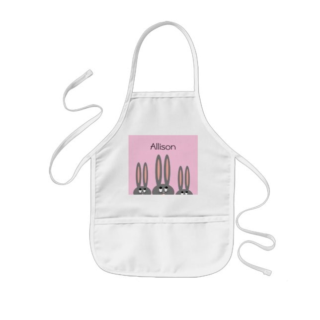 Tablier Enfant Personnalisé Funny Peeping Bunnies Pâques Pink (Devant)