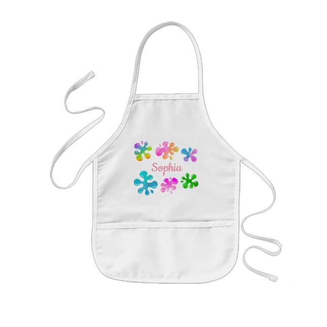 Tablier Enfant Petite artiste peintre art Girl Splats Arc-en-ciel (Devant)