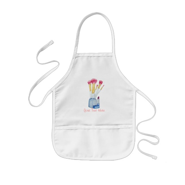 Tablier Enfant Pinceaux de maquillage rose dans le support art de (Devant)