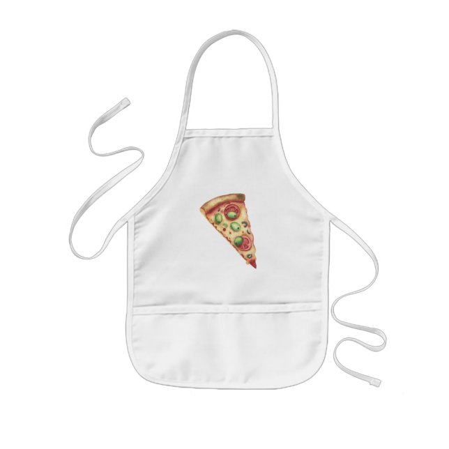 Tablier Enfant Pizza en tranche d'aquarelle (Devant)