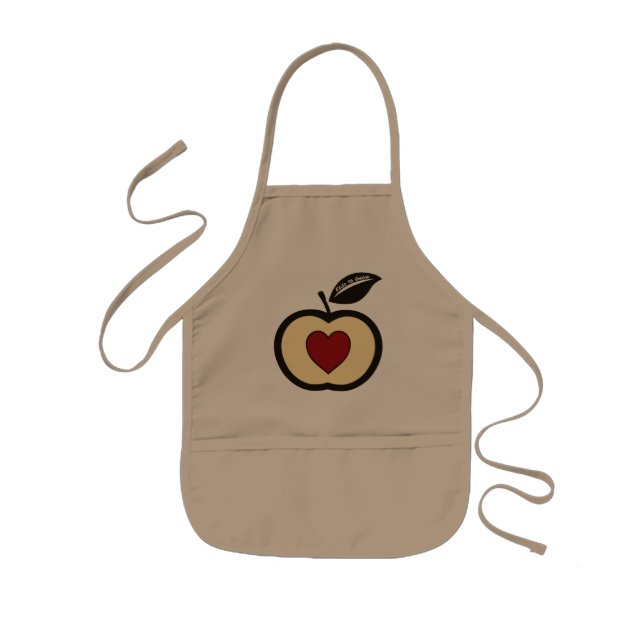 Tablier Enfant Pomme Noire + Coeur Rouge Logo Alimentation à Croî (Devant)