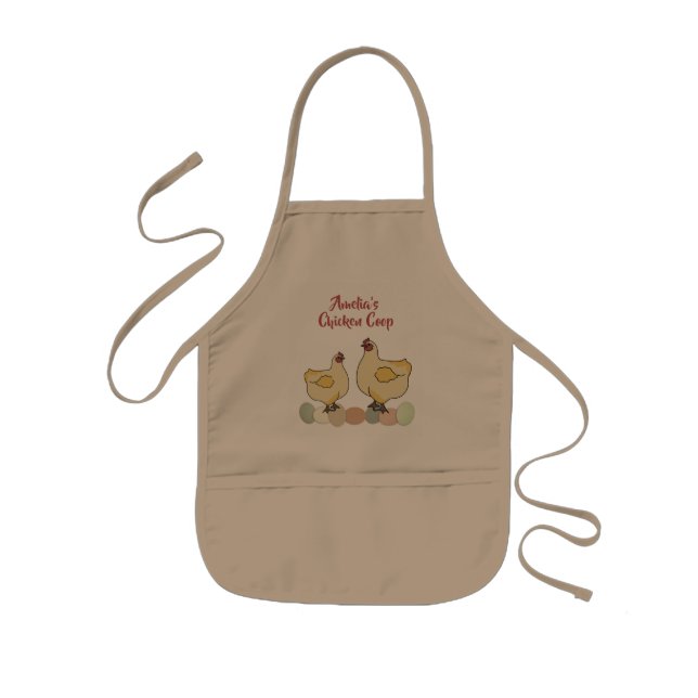 Tablier Enfant Poulet Apron Coop Nom Personnalisé (Devant)
