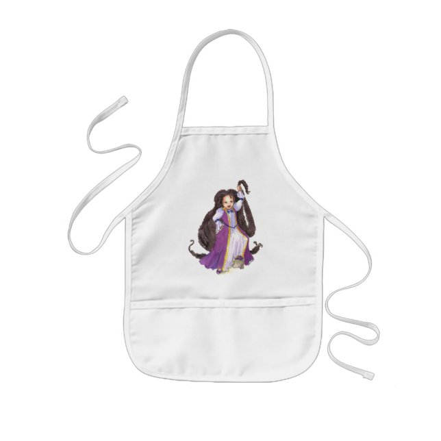 Tablier Enfant Princesse noire de Rapunzel avec le tablier de (Devant)
