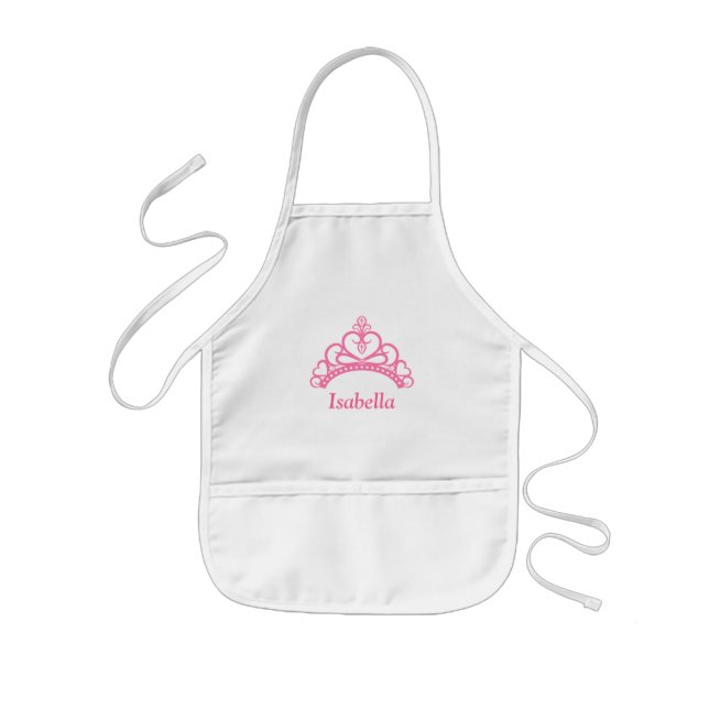 Tablier Enfant Princesse rose élégante Tiara, couronne pour des (Devant)