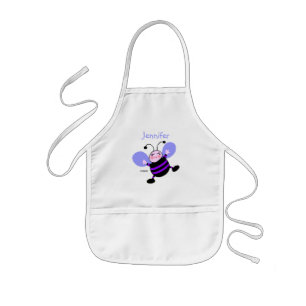 Tablier Enfant Purple Busy Bee Kid Artist Fumée avec un nom