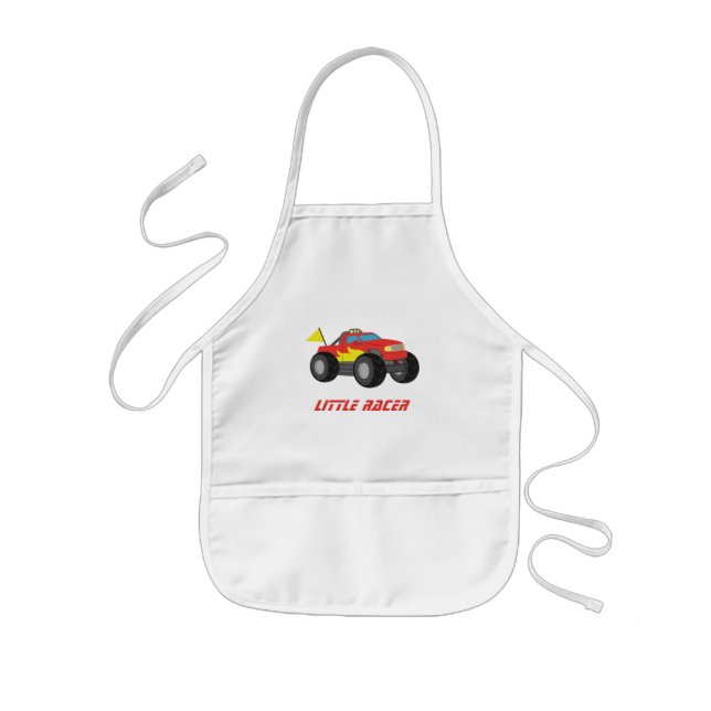 Tablier Enfant Racing Red Monster Truck Racer Boys Personnalisé (Devant)
