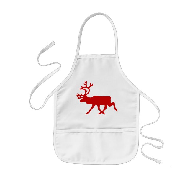 Tablier Enfant Rindeer rouge / Silhouette caribou (Devant)