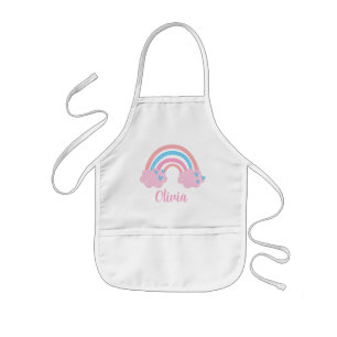 Tablier Enfant Rose bleu mignon Coeurs arc-en-ciel Enfants