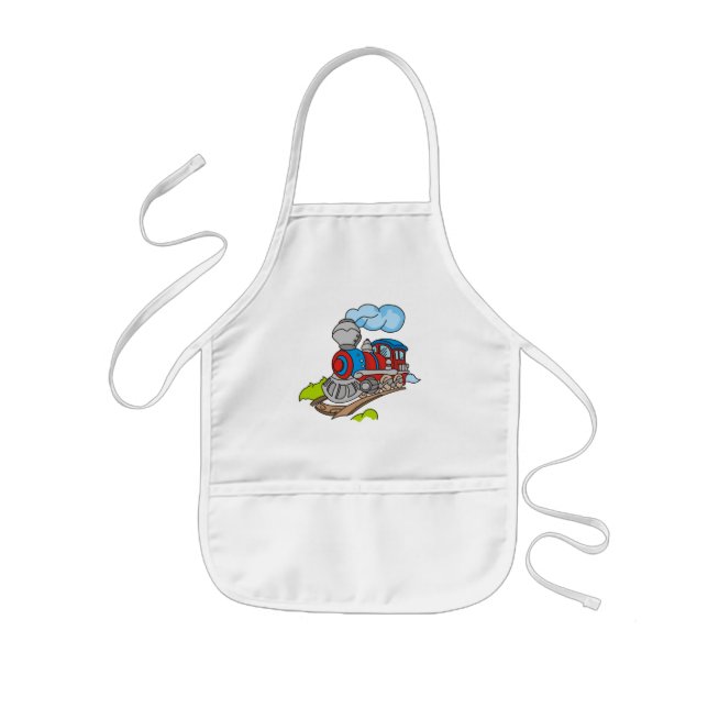Tablier Enfant Rouge et T-shirts et cadeaux bleus de train (Devant)