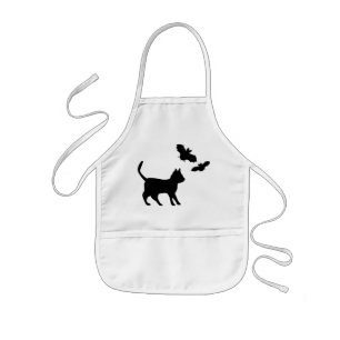 Tablier Enfant Schwarzer Kater mit Fledermaus