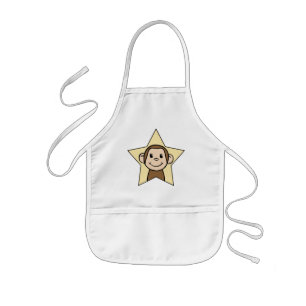Tablier Enfant Singe de dessin animé mignon avec un sourire en ét