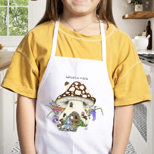 Tablier Enfant Souris Fantastique Maison Champignon Floral Bleu