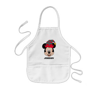 Tablier Enfant Souris Mickey Chapeau d'elfe de Noël