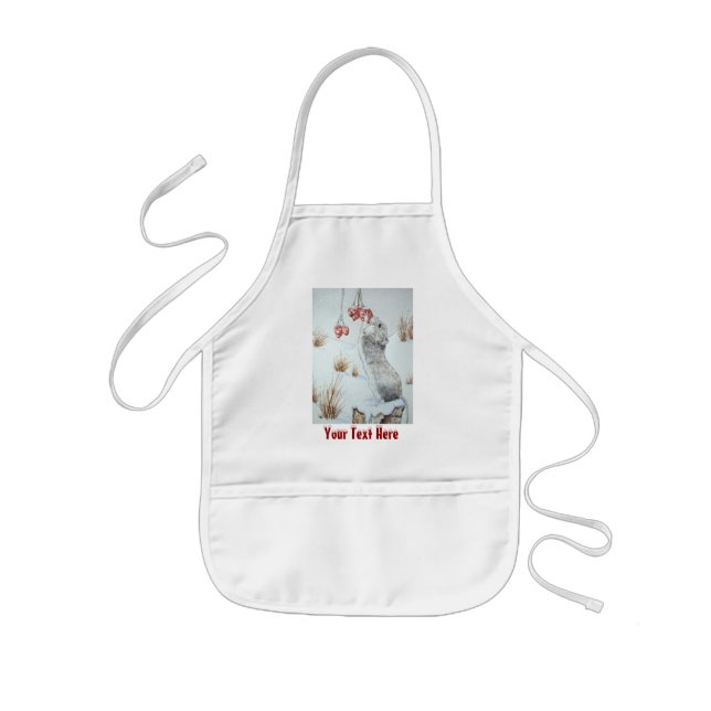 Tablier Enfant Souris mignonne et art rouge de faune de scène de (Devant)