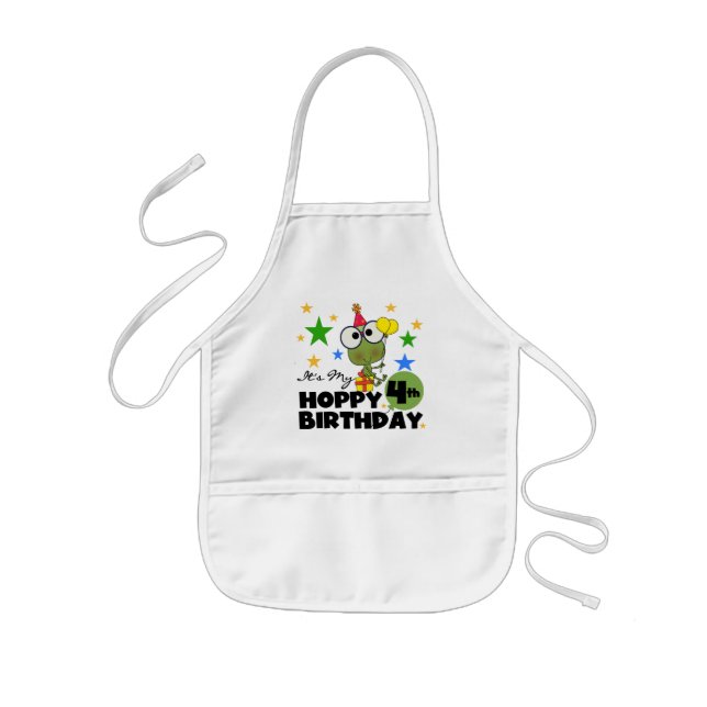 Tablier Enfant T-shirts et cadeaux 4th Birthday Frog Hoppy (Devant)