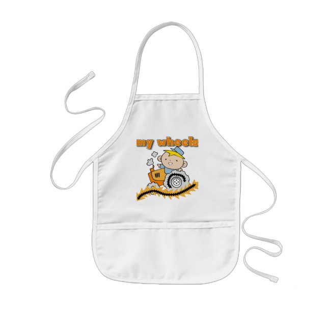 Tablier Enfant Tracteur mes T-shirts et cadeaux de roues (Devant)