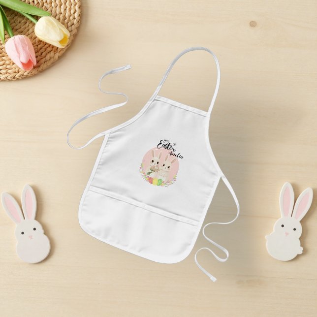 Tablier Enfant Two Easter Bunnies Personalized Kids Apron (Créateur téléchargé)