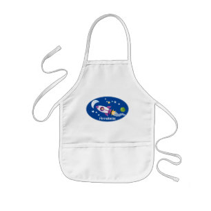 Tablier Enfant Un adorable vaisseau-fusée dans l'espace dessin an