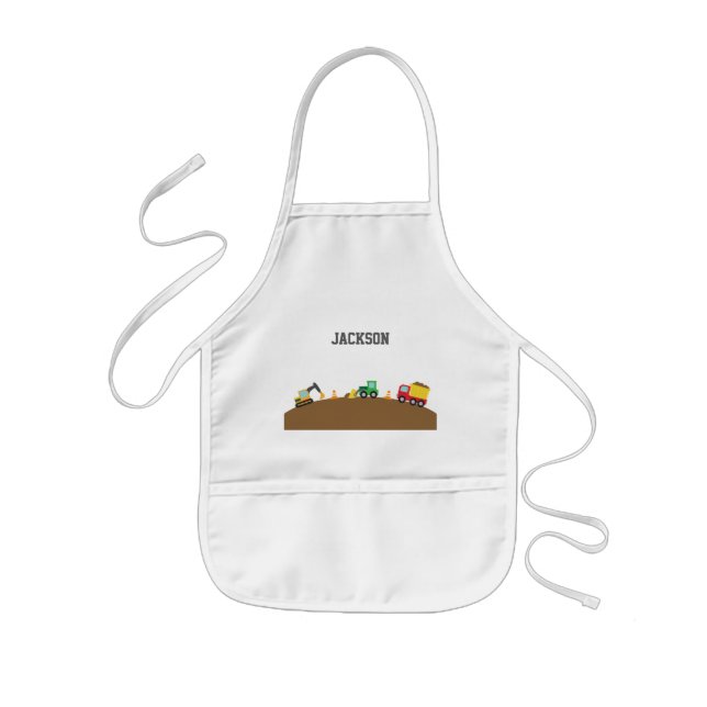 Tablier Enfant Véhicules mignons de construction pour des garçons (Devant)