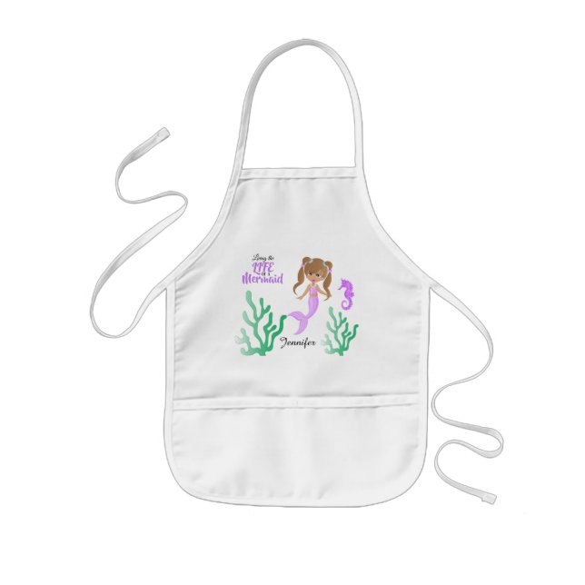 Tablier Enfant Vivre la vie d'une 🧜 ‍ ♀️ Sirène - Lavande (Devant)