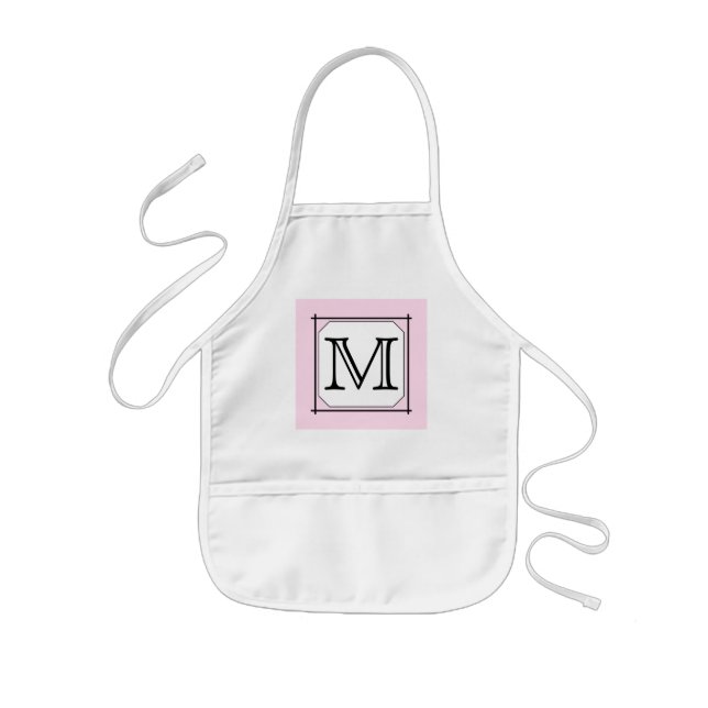 Tablier Enfant Votre lettre. Monogramme fait sur commande. Blanc (Devant)