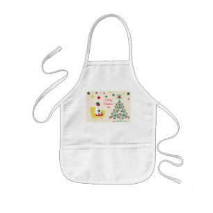 Tablier Enfant Winter Bear Tree Fun mignon Moderne Joyeux Noël
