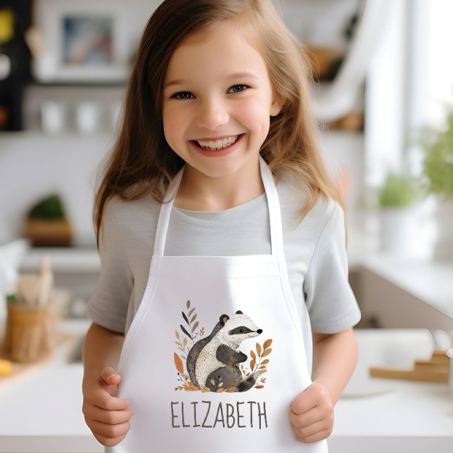 Tablier Enfant Woodland Badger Cute Personalized (Créateur téléchargé)