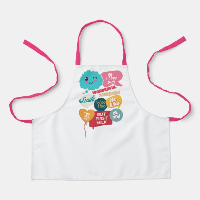 Tablier Enfants Cool mignon Motivationnel Dit Mots (Recto)