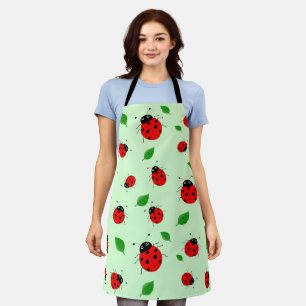 Tablier Enfants mignonne Rouge coccinelle et congé vert en