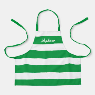 Tablier Enfants mignonne Vert et blanc rayé personnalisé