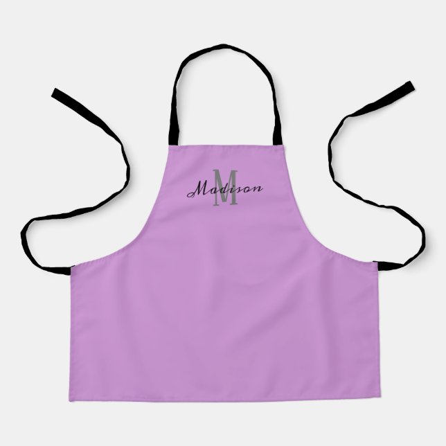 Tablier Enfants mignonne violet Script Monogramme personna (Recto)