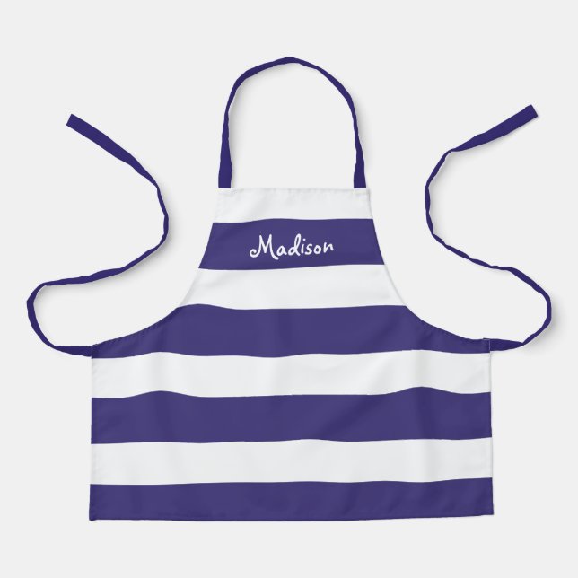 Tablier Enfants mignonnes rayures violettes Artisanat pers (Recto)