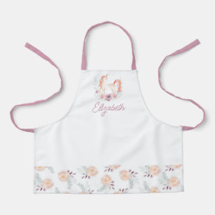 Tablier Enfants Personnalisés Purple Floral Unicorn École 