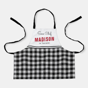 Tablier Enfants Plaid de buffle noir et blanc personnalisé