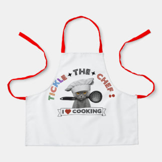 Tablier Enfants "Tickle the Chef" Drôle chat Apron Rouge