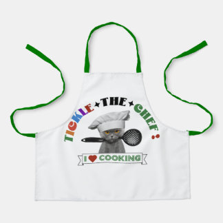 Tablier Enfants "Tickle the Chef" Funny Cat Apron, Green 7