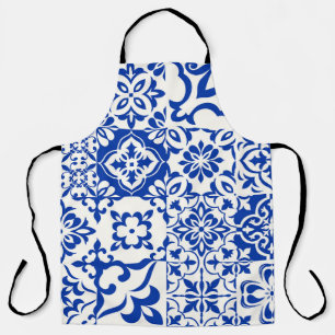 Tablier Ensemble de 16 azulejos en bleu, blanc. Original