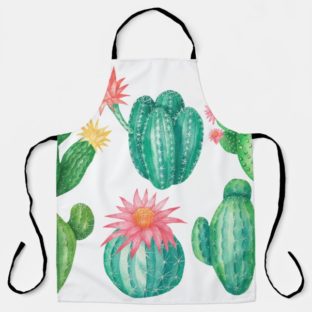 Tablier Ensemble de cactus à fleurs. Éléments isolés sur u (Recto)