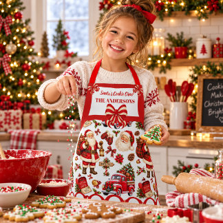 Tablier Équipe de biscuits de Noël Nom de famille personna