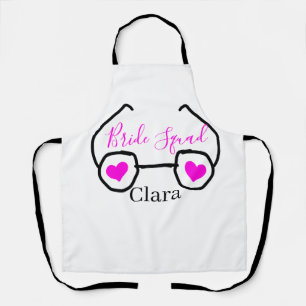 Tablier Équipe de mariée lunettes de cœur rose noir demois