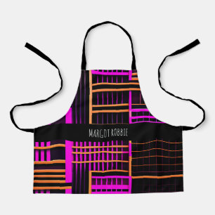 Tablier Escaliers Motif isométrique noir rose Amou