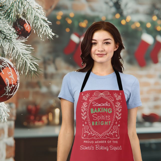 Tablier Esprits de pâtisserie lumineux Cadeau de boulanger (Baking Spirits Bright Rustic Christmas Baker Gift Apron)