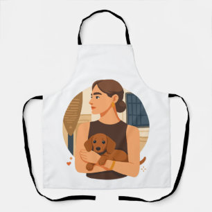 Tablier Esthétique moderne de maman de chien avec un chiot