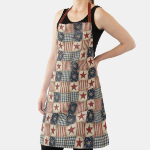 Tablier Esthétique Patchwork Americana Rustique