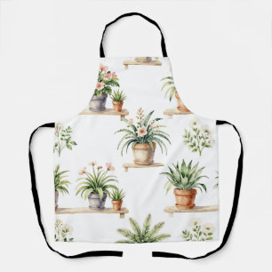 Tablier Étagère de plantes en pot à l'aquarelle