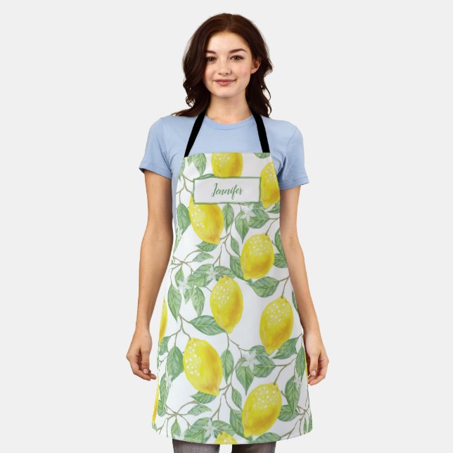 Tablier Été jaune citron doux.                        (Porté)