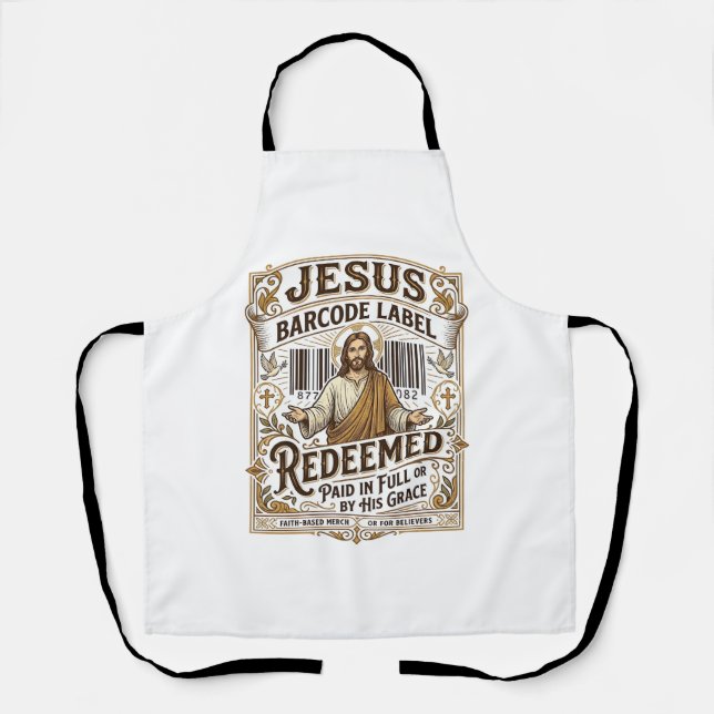Tablier Étiquette de code-barres Jésus Rachetée Jésus Code (Recto)