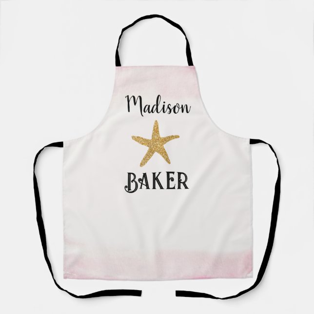 Tablier Étoile personnalisée Baker Pink Ombre (Recto)