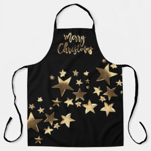 Tablier Étoiles Elégante Typographie Or Faux Joyeux Noël