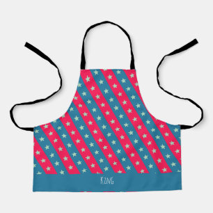 Tablier Étoiles et lignes Bleu rose Motif minimal
